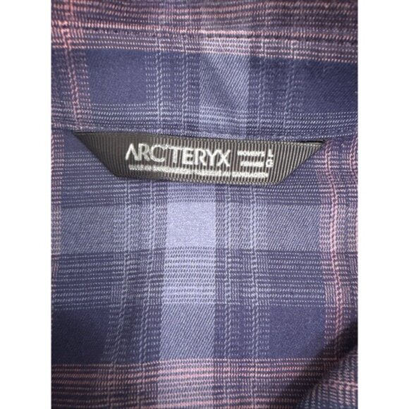 Arcteryx Shirt Women LRG Addison Button Front PURPLE/PINK Plaid L/S Flannel NWOT - Picture 4 of 10